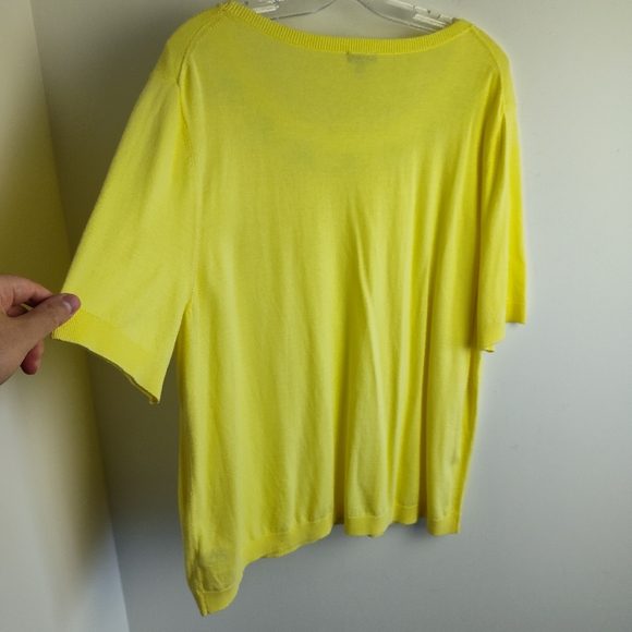 New Talbots Pineapple Embroidered shortsleeve sweater cotton yellow 3X plus size - Picture 12 of 12
